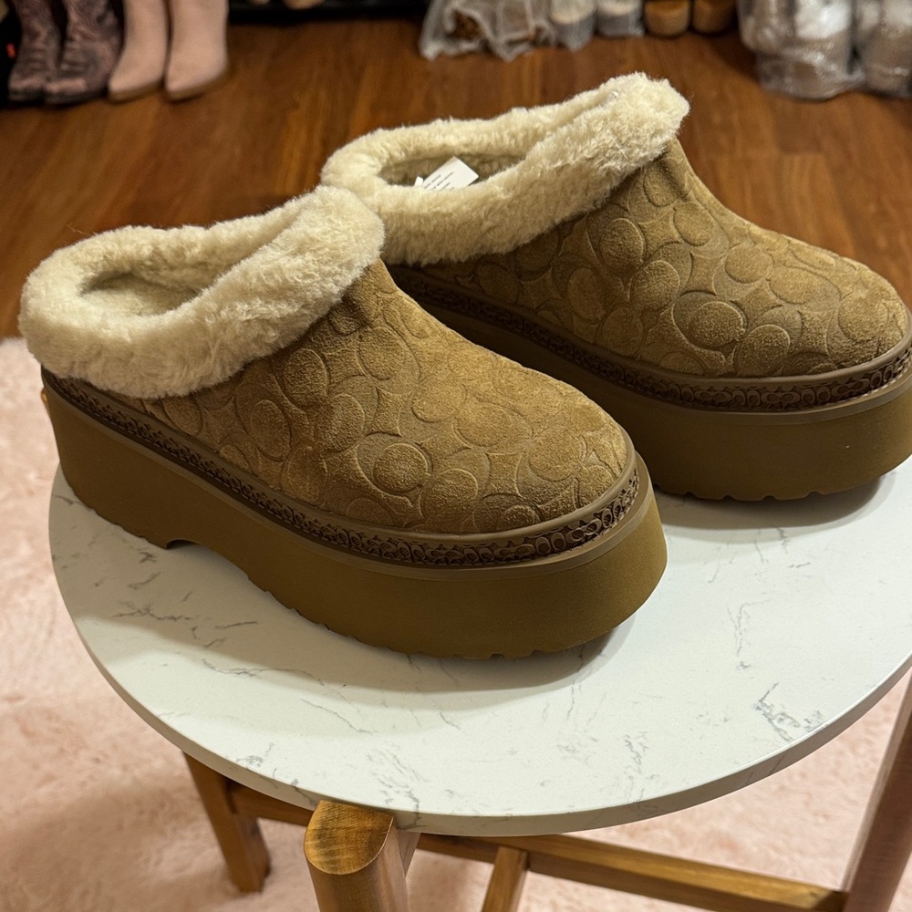 Coach Brown Suede Platform Slip On’s